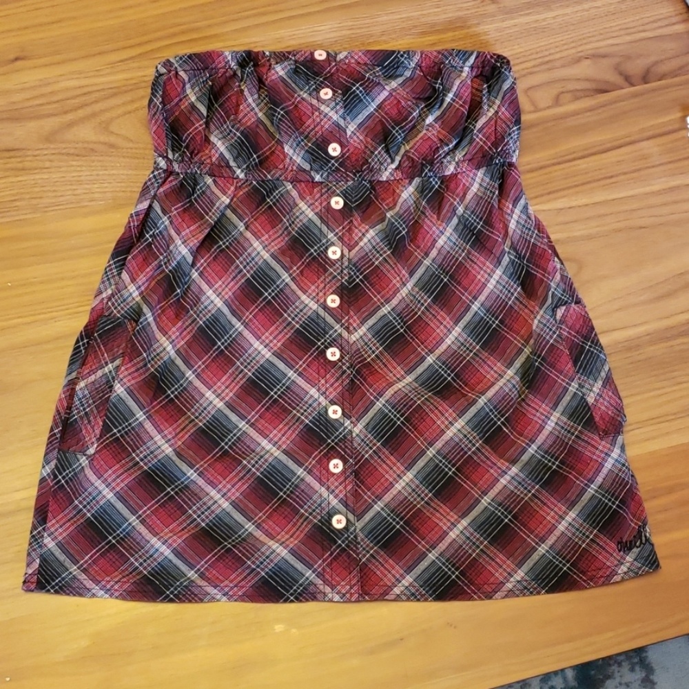 O'Neill Y2K Plaid Tubetop w/ Pockets, 100% Cotton, Size M